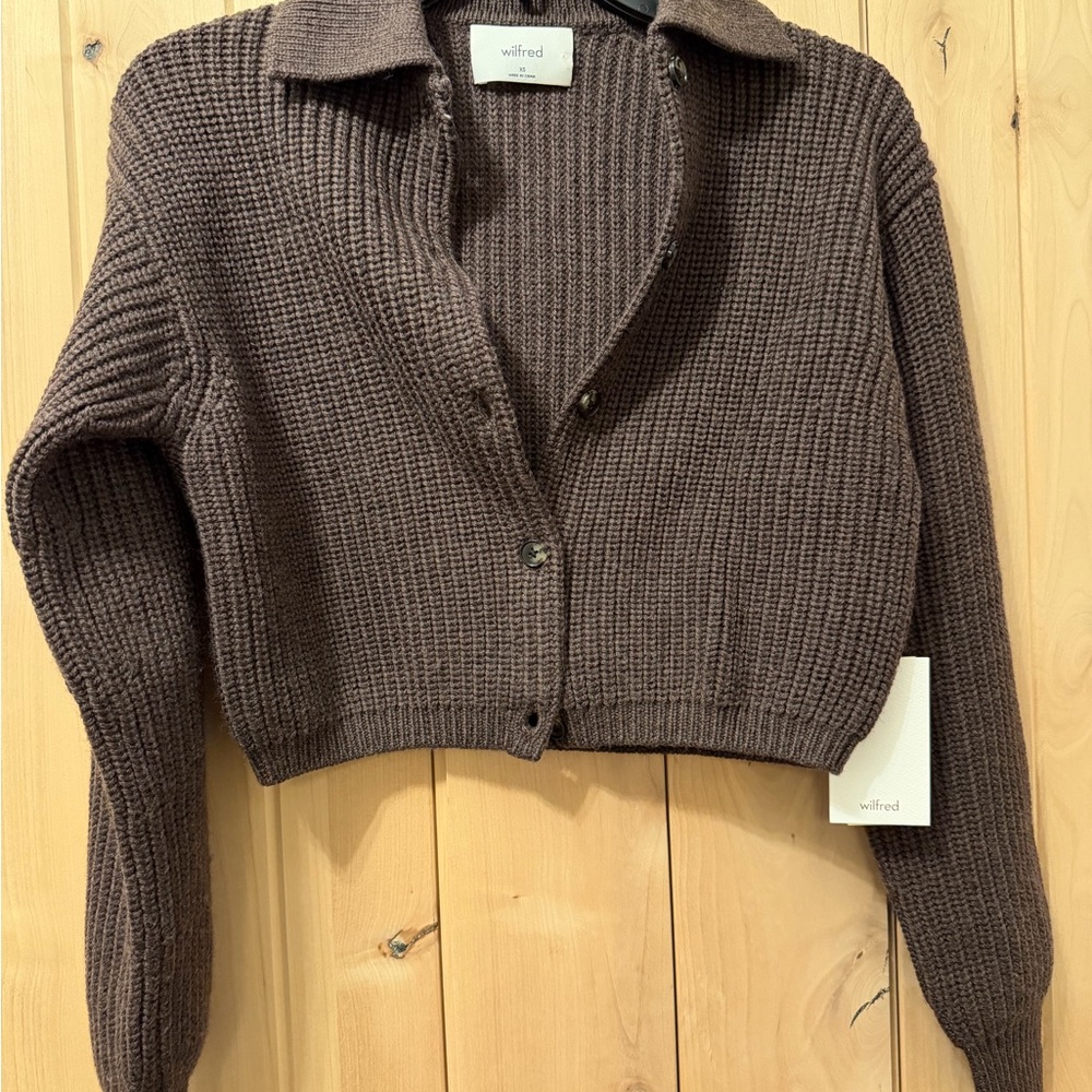 Wilfred Brown Cropped cardigan NWT XS